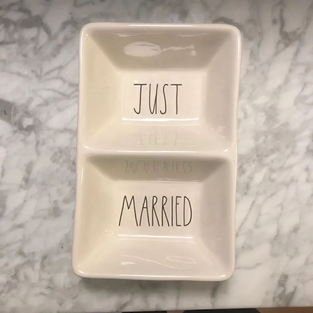 Rae Dunn Just Married Divided Dish